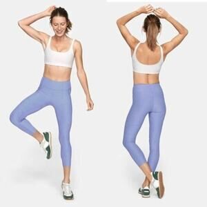 NWT Outdoor Voices 3/4 Warmup Leggings sz Small Lilac Blue Compression Active
